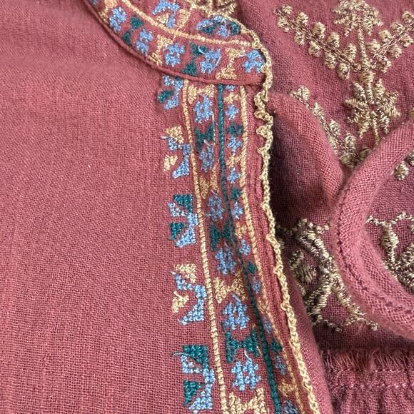 WRAP London Floral Embroidered Peasant Top Size US 14 Tassel Tie Bohemian - Picture 10 of 15